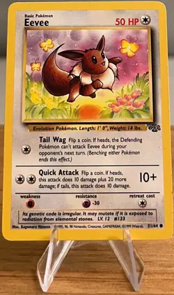 Eevee #133 Non-Holographic Pokemon Card LP - 51/64 Common Jungle Set 1999 - Image 3