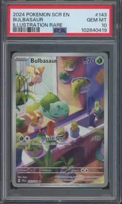 2024 Pokemon SCR EN Illustration Rare #143 Bulbasaur Gem Mint PSA 10 - Image 1