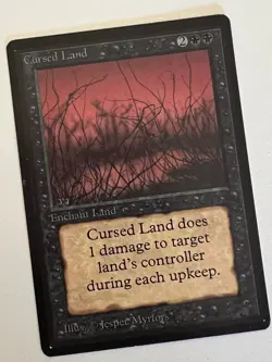 Magic the Gathering MTG Beta Cursed Land NM (Beta Bob) - Image 1
