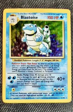 Blastoise - Base Set Unlimited Holo Rare 2/102 (1999) Pokemon TCG WoTC - Image 1