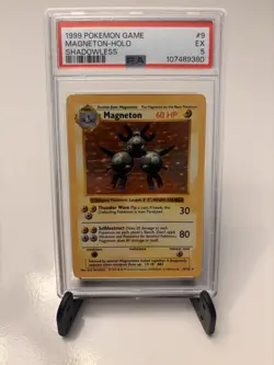Pokemon TCG Magneton 9/102 Base Set Holo Shadowless PSA 5 - Image 1