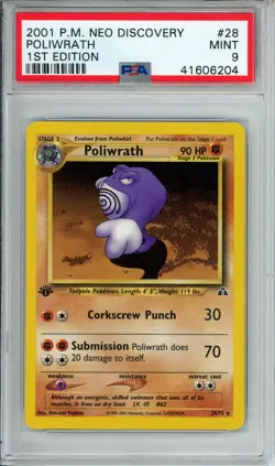 PSA 9 POLIWRATH 2001 POKEMON NEO DISCOVERY 1ST EDITION #28 GEM MINT - Image 1