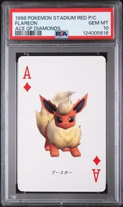 PSA 10 GEM MINT 1998 POKEMON STADIUM RED VERSION PLAYING CARDS FLAREON ACE - Image 1