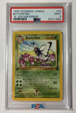 Pokemon TCG Butterfree Card PSA 8 33/64 'D' Edition Error Misprint Jungle - Image 1