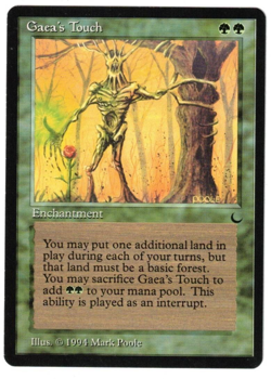 MTG GAEA'S TOUCH THE DARK COMMON GREEN ENCHANTMENT NM FOREST RAMP LANDFALL EDH - Image 1