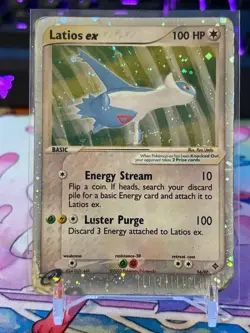 Pokemon TCG Latios ex 94/97 EX Dragon Set Holo Ultra Rare SWIRL HP **DAMAGED** - Image 1