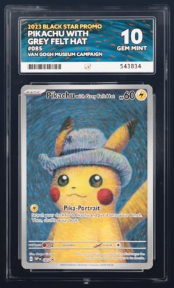 PIKACHU WITH GREY FELT HAT 085 VAN GOGH PROMO ACE 10 POKEMON CARD PERFECT SUBS - Image 1