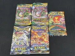 Pokemon TCG: Assorted Booster Packs 2x BRS 2x EVS DAA Sealed Lot of 5 - Image 1