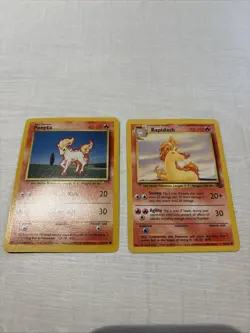 Pokemon TCG Ponyta Base Set 60/102 Regular Unlimited Common and Rapidash 44/64 - Image 1