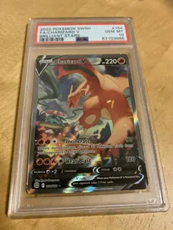 2022 Pokemon Sword and Shield Brilliant Stars 154 Alt Art Charizard V PSA 10 GEM - Image 1