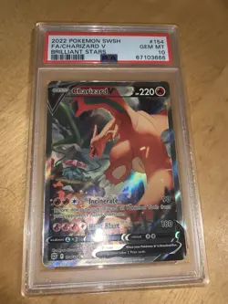 2022 Pokemon Sword and Shield Brilliant Stars 154 Alt Art Charizard V PSA 10 GEM - Image 4