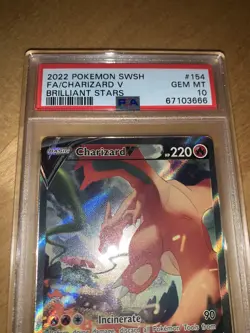 2022 Pokemon Sword and Shield Brilliant Stars 154 Alt Art Charizard V PSA 10 GEM - Image 5