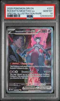 2025 POKEMON DRI EN-DESTINED RIVALS #231 TEAM ROCKET'S MEWTWO EX PSA 10 - Image 1