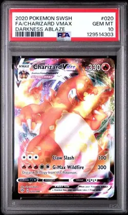 PSA 10 CHARIZARD VMAX 020 DARKNESS ABLAZE SWORD & SHIELD POKEMON GEM MINT - Image 1