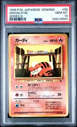 PSA 10 Series 3(III) 1998 Pokemon Japanese Vending Growlithe #58 Gem Mint - Image 1