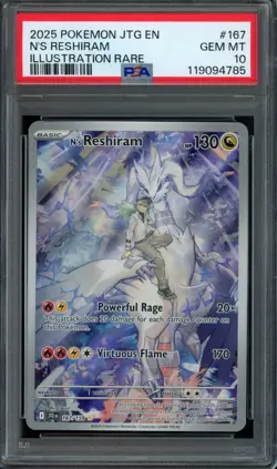 Pokemon N's Reshiram Illustration Rare 2025 Journey Together #167 PSA 10 - Image 1