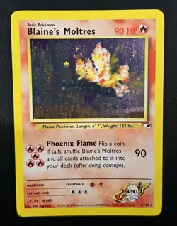 Pokemon Blaine’s Moltres 1/132 Gym Heroes Vintage Holo SWIRL LP - Image 1