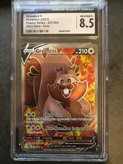 2021 Pokemon Fusion Stike #257/264 Greedent V Ultra Rare - Holo CGC 8.5 NM/MINT+ - Image 1