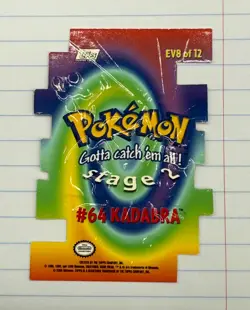 1998 Topps Pokemon EV 8 of 12 #64 Kadabra Die-cut Card, RARE, Near Mint - Image 1