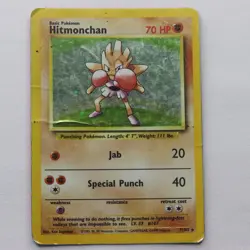 Hitmonchan 7/102 Base Set Holo 1999 WOTC damaged Pokemon tcg Card - HD Photos - Image 1