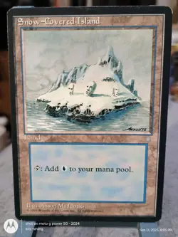 Snow-Covered Island Ice Age #348 Magic the Gathering Land LP Ex Condition - Image 1