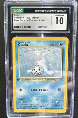 1999 Pokemon FRENCH 1st Edition Base Set Otaria-Seel 41/102 CGC 10 Gem Mint - Image 1