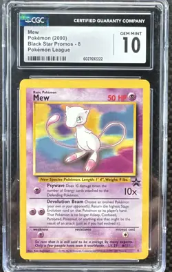 2000 Pokemon Mew Black Star Promo #8 Pokemon League CGC 10 GEM MINT - Image 1