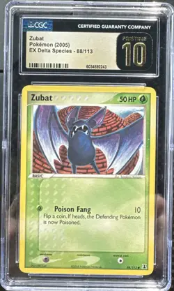 Pokemon 2005 Zubat 88/113 EX Delta Species CGC PRISTINE 10 (POP 12) - Image 1