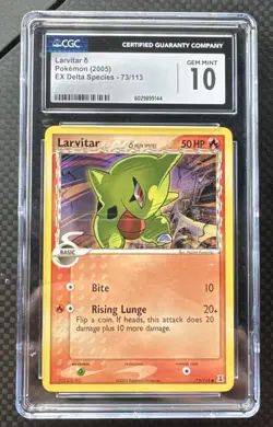 CGC GEM MINT 10 Pokemon Larvitar δ #73/113 - (2005) EX Delta Species - Image 1