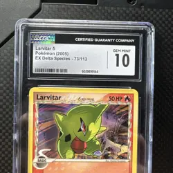 CGC GEM MINT 10 Pokemon Larvitar δ #73/113 - (2005) EX Delta Species - Image 3