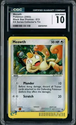 2003 Pokemon Black Star Promo Meowth EX Series Collectors Tin #13 CGC GemMint 10 - Image 1
