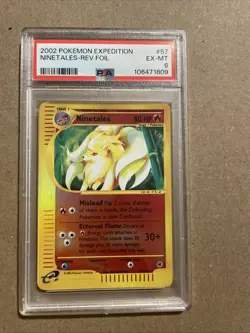 2002 POKEMON EXPEDITION 21 NINETALES-REVERSE FOIL PSA 6 - Image 1