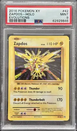 PSA 9 2016 Pokemon XY Zapdos Holo Evolutions #42/108 graded card - Image 1