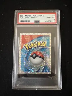 Pokemon Merlin (2001) Series 3 - Holographic Pokeball - Prism - PSA 8 LOW POP - Image 1