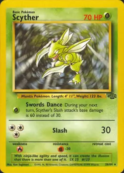 Scyther (26) 26/64 Unlimited Rare Jungle Pokemon Card NM - Image 1