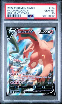 2022 POKEMON SWORD & SHIELD BRILLIANT STARS #154 FULL ART/CHARIZARD V PSA 10 - Image 1