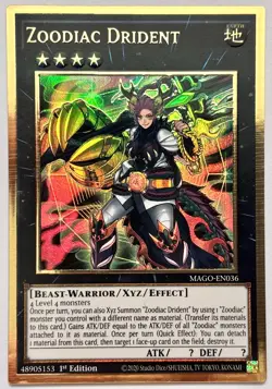 MAGO-EN036 Zoodiac Drident - Premium Gold Rare 1st Edition Near Mint YuGiOh Card - Image 1