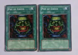 2x Pot of Greed SD3-EN019 & SD4-EN018 Spell Card Yu-Gi-Oh! TCG 1st Edition NM/MP - Image 1