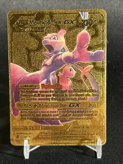 Mewtwo & Mew GX Gold Foil Pokemon Fan Art Display Card 71/236 - Image 1