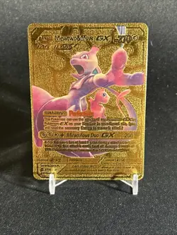 Mewtwo & Mew GX Gold Foil Pokemon Fan Art Display Card 71/236 - Image 2