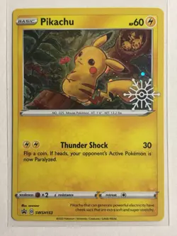 Pikachu SWSH153 - Holiday Calendar Black Star Holo Promo Pokemon Card NM - Image 1