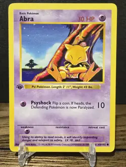 Pokemon Card TCG Abra Shadowless Base Set 1st Edition Common 43/102 LP Vintage - Image 1