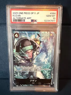 Kuzan Parallel Japanese A Fist of Divine Speed OP11-084 PSA 10 One Piece Card - Image 1