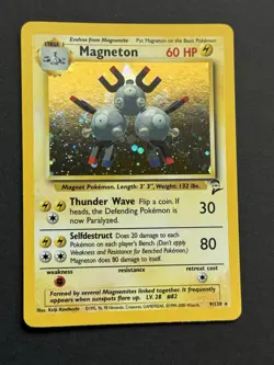 Pokemon Magneton 9/130 WOTC Base Set 2 Holo Rare Card LP Condition - Image 1