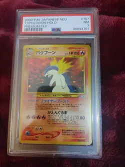 PSA 7 Typhlosion Japanese Neo Genesis 157 Holo Premium File Pokemon Card - Image 1
