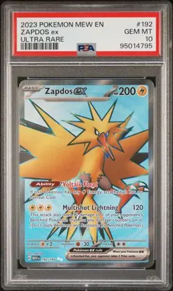 2023 Pokemon Mew EN - Zapdos ex #192 - Ultra Rare - PSA GEM MINT 10 - SV 151 - Image 2