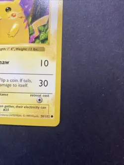 Pikachu (Red Cheeks) 058/102 Base Set (Shadowless) Unlimited Pokemon WOTC LP - Image 5