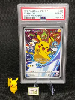 Pokemon Japanese 2019 Pikachu FA Promo SWSH Pre Order #001 001/S-P PSA 8 NM-MT - Image 1