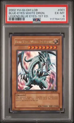 Yu-Gi-Oh Blue Eyes White Dragon LOB-001 1st Ed NA Glossy Print PSA 6 - Image 1
