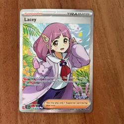 Pokemon TCG Stellar Crown Lacey Full Art Ultra Rare Holo Trainer Card 166/142 NM - Image 1